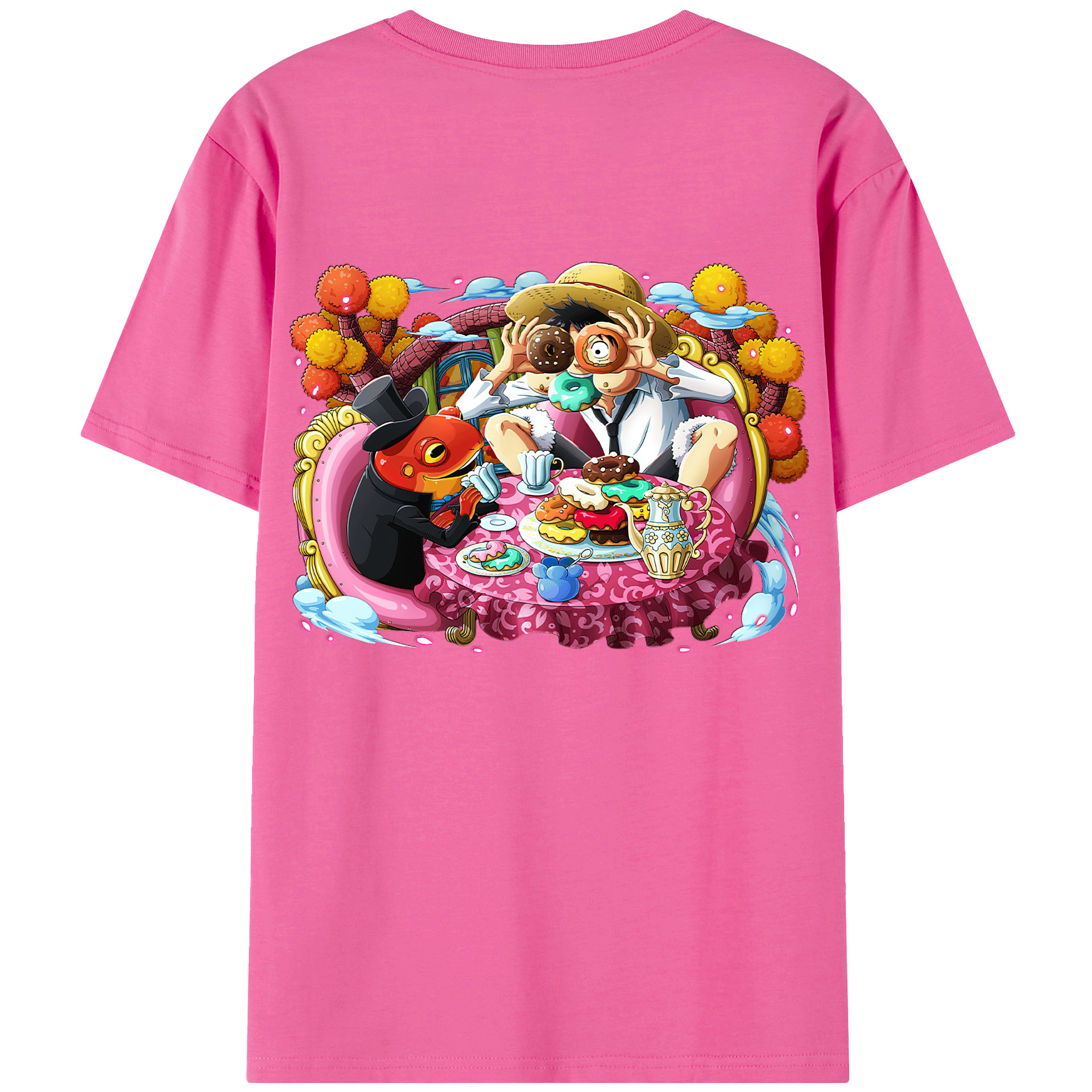 ワンピース モンキー・D・ルフィ ONE PIECE Monkey D. Luffy レディース半袖Tシャツ(バックプリント)